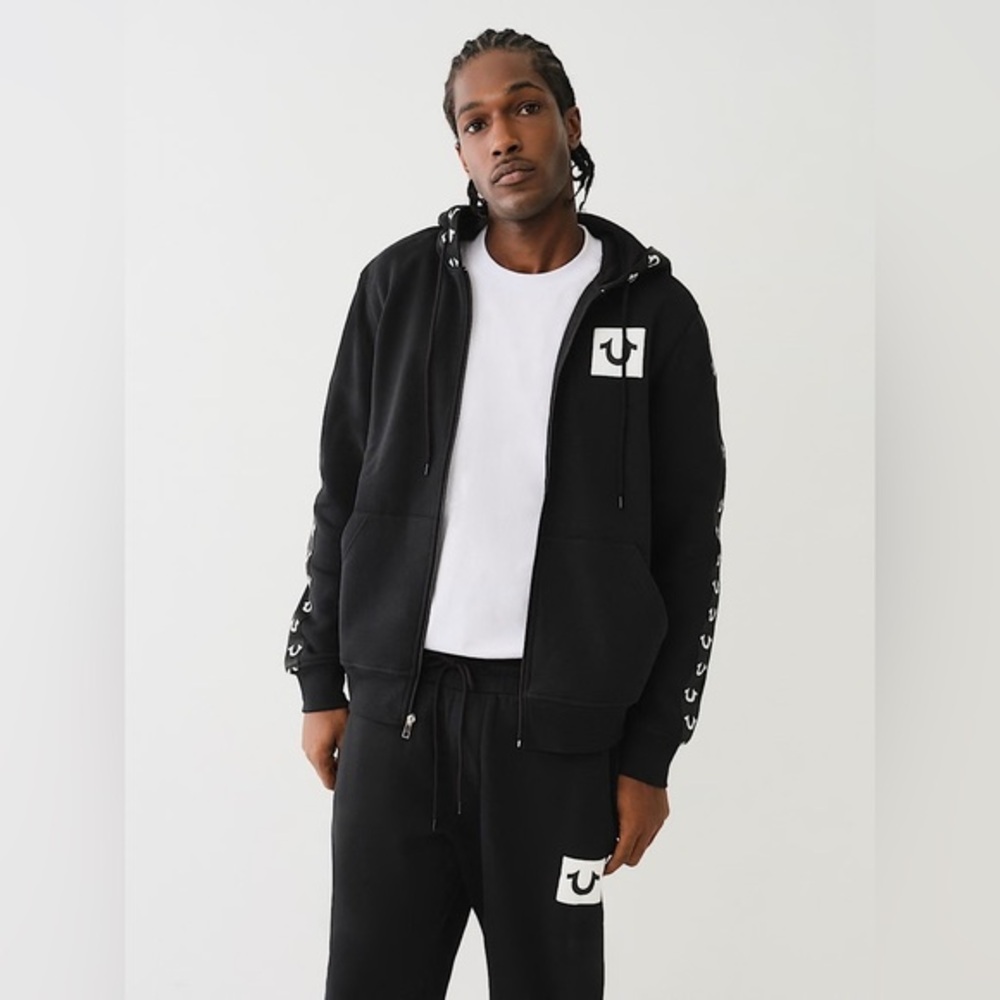 True Religion LOGO TAPE TRIM ZIP HOODIE XL